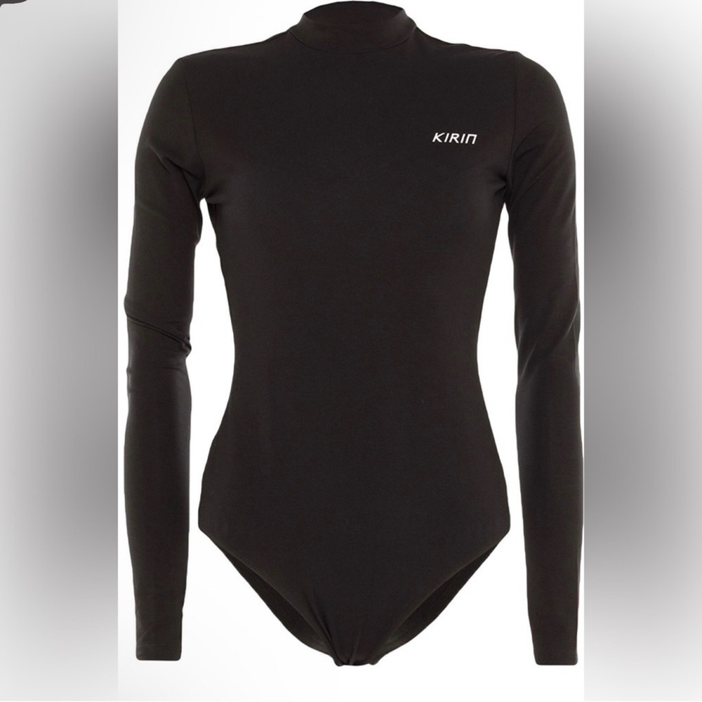 Kirin Open Back Bodysuit NWT Size L Black Long Sleeve